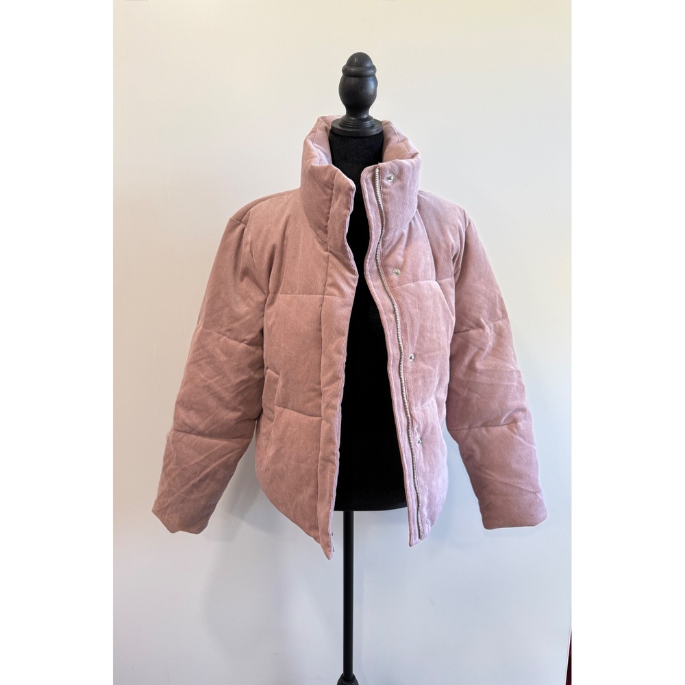 Levis Corduroy Puffer Jacket Mauve Pink Quilted Stand Collar Women Small